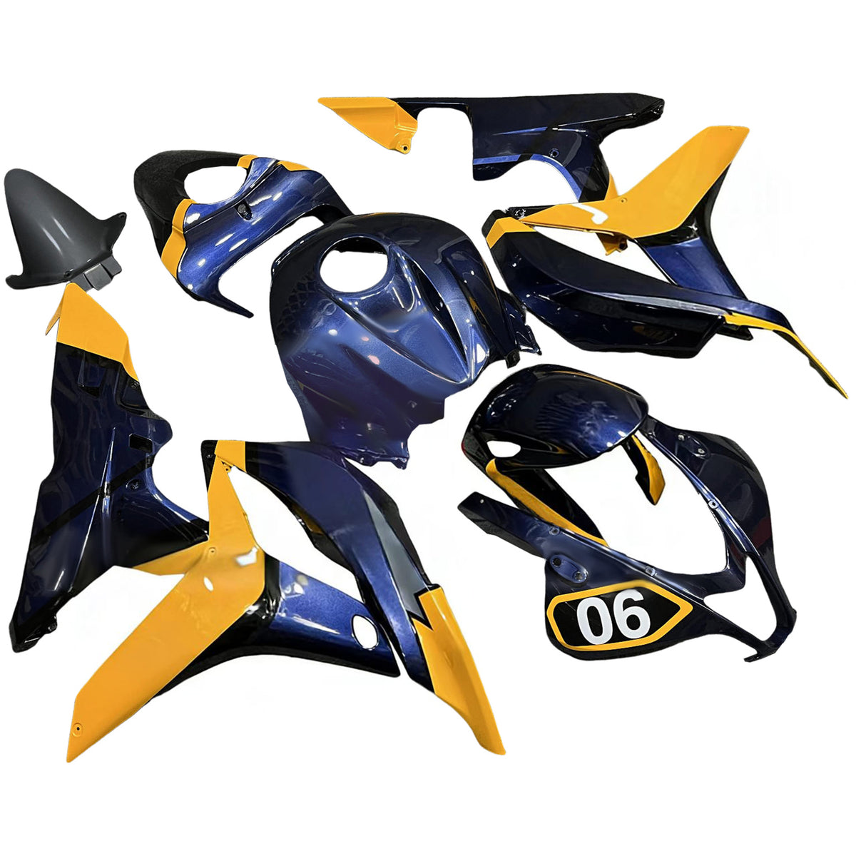 Amotopart 2007-2008 Honda CBR600RR F5 Kit de carénage bleu jaune