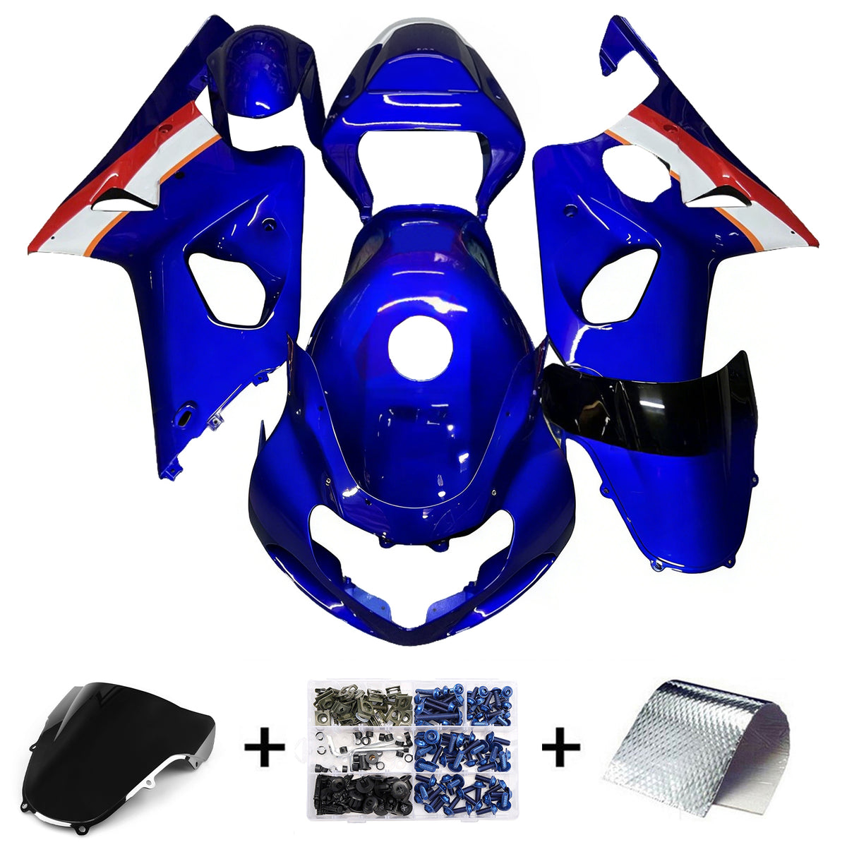 Amotopart 2000-2002 Suzuki GSX-R1000 K1 K2 Blue White Black Fairing Kit