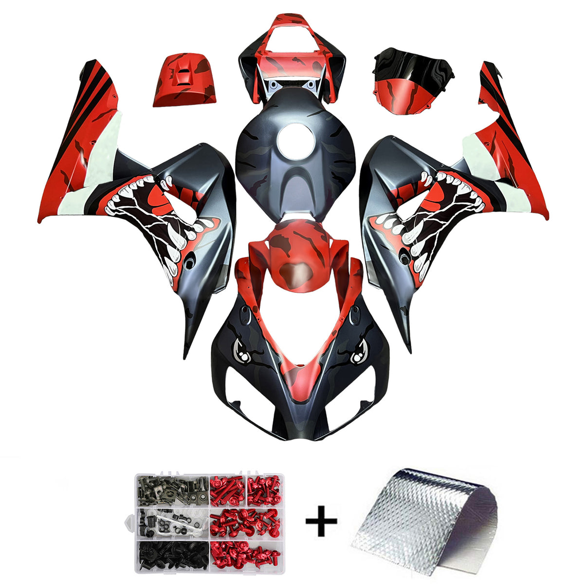 Amotopart 2006-2007 Honda CBR1000RR Black Red Fairing Kit