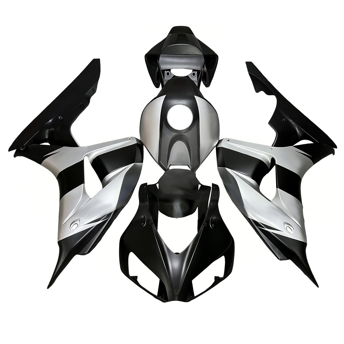Amotopart 2006-2007 Honda CBR1000RR Silver Black Fairing Kit