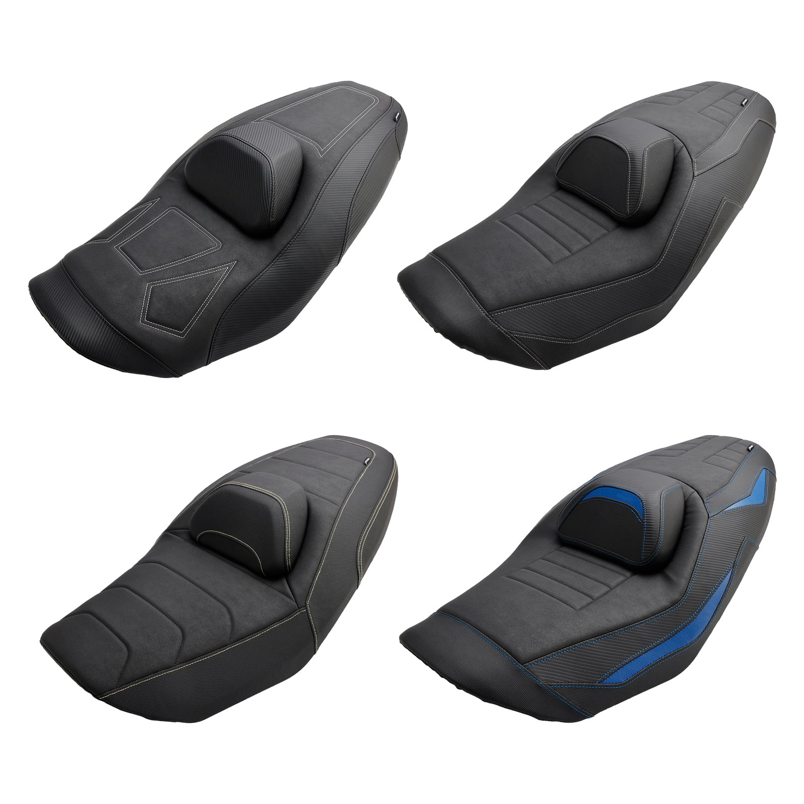 2022-2024 YAMAHA T-MAX VÄRMANDE FRAM BAKTAR PASSENGER SEAT Blue Yellow