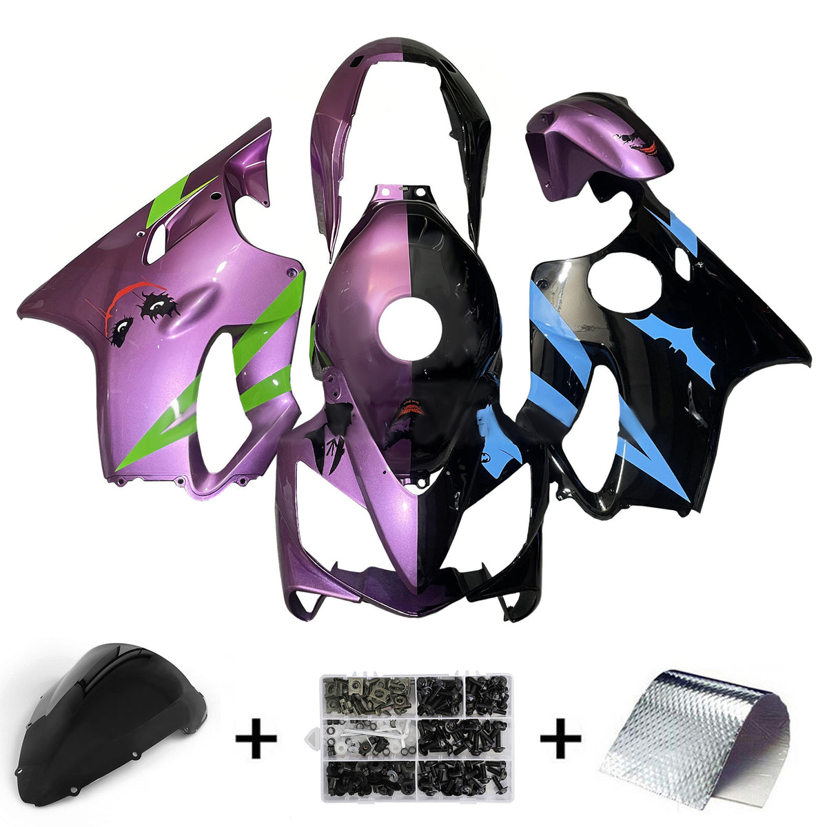 Amotopart 2004-2007 Honda CBR600 F4i paarszwarte kuipset