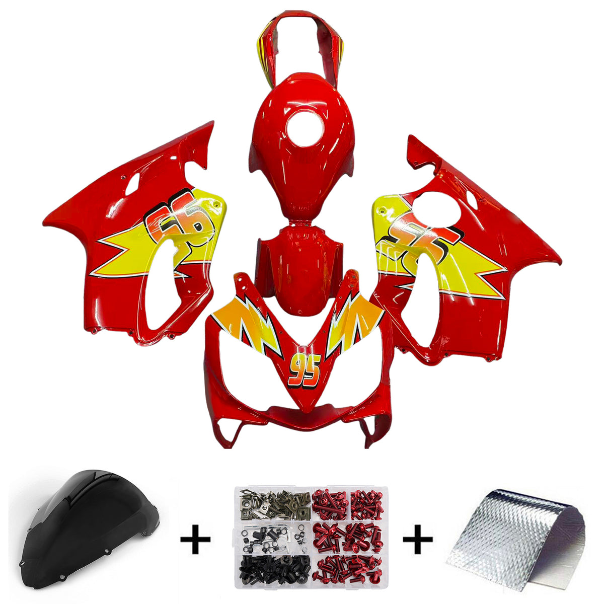 Amotopart 2004-2007 Honda CBR600 F4i Red Yellow Fairing Kit