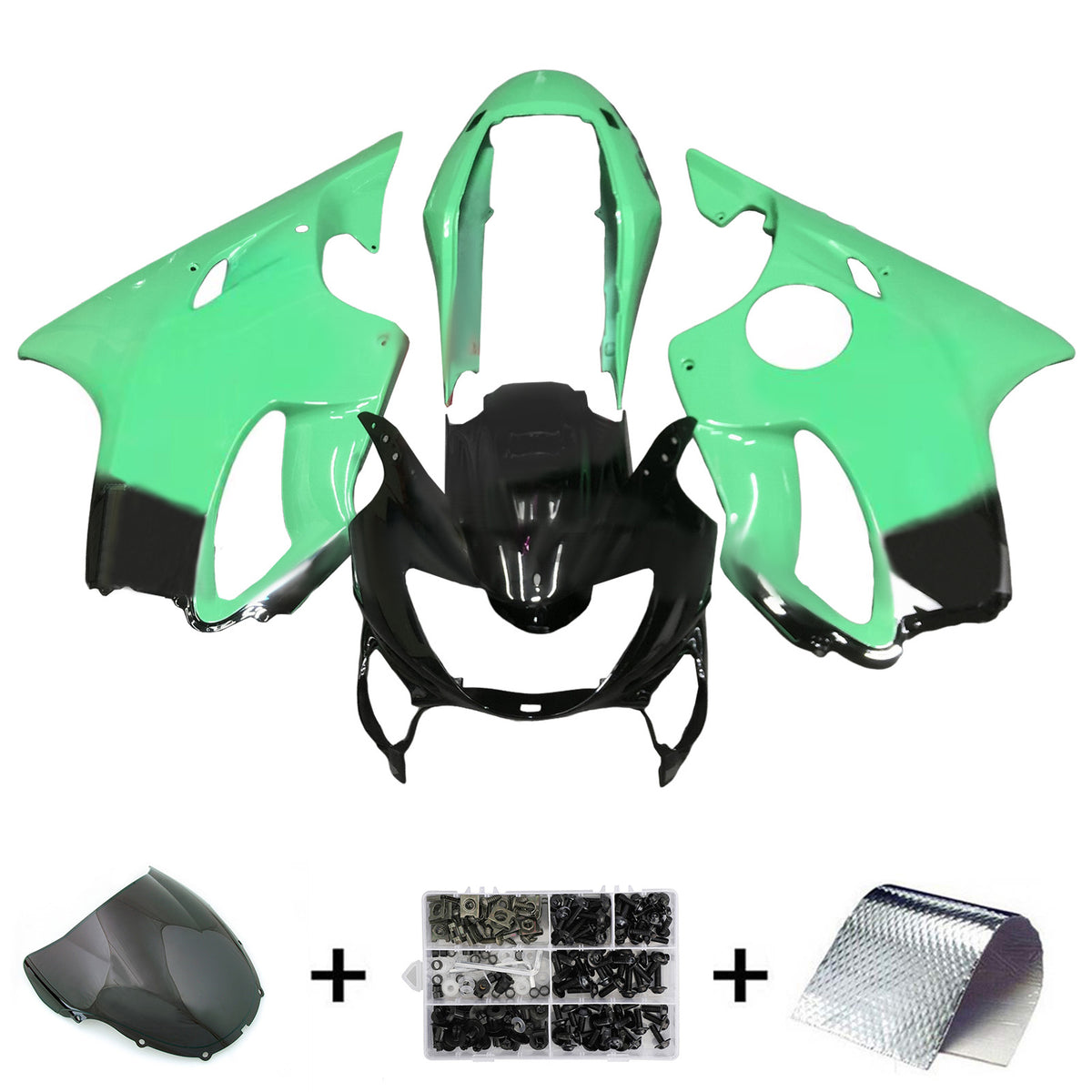 Amotopart 1999–2000 Honda CBR600 F4 Grün Schwarz Verkleidungsset