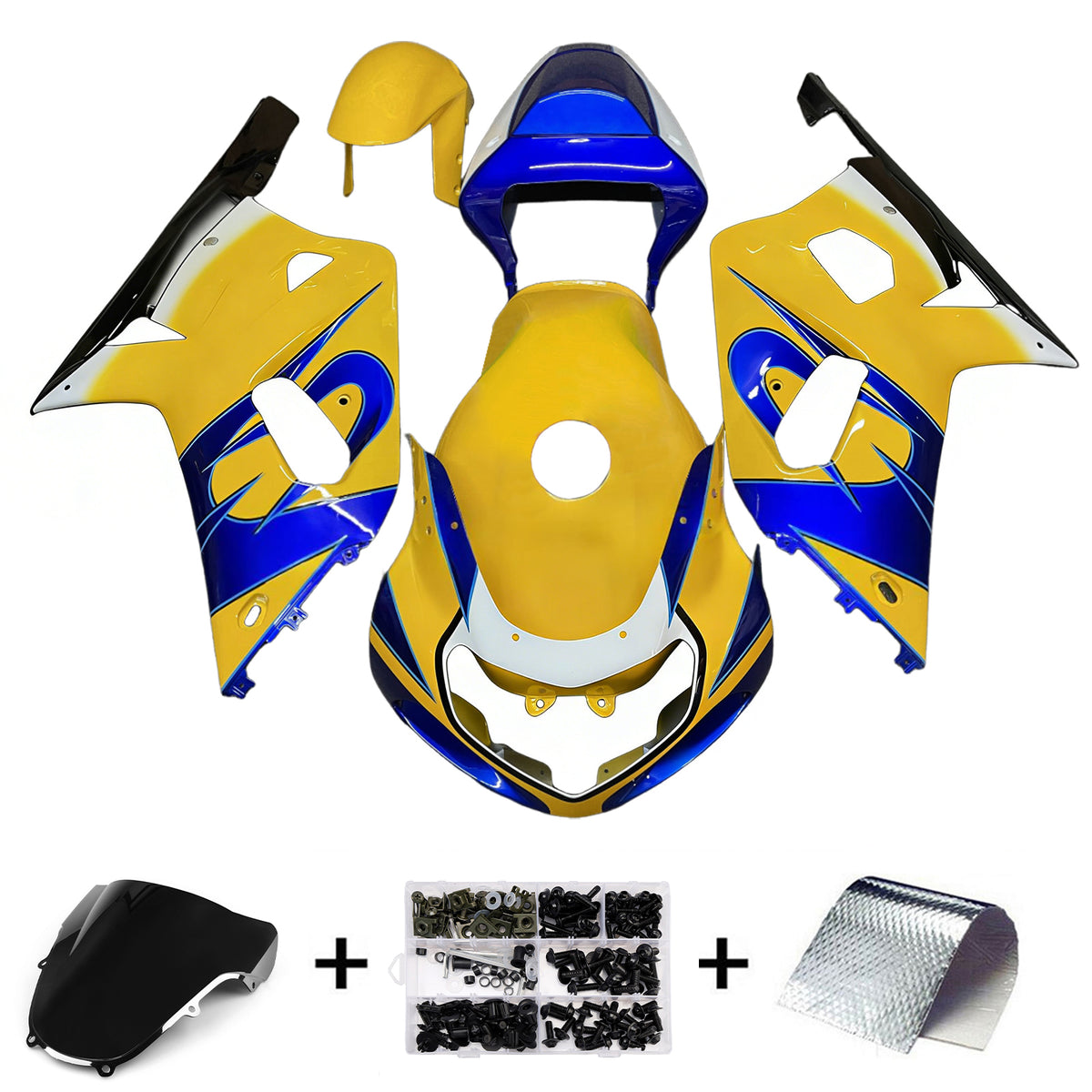 Amotopart 2001-2003 2000-2003 Suzuki GSX-R600 GSX-R750 K1 Geel Blauw Wit Kuipset