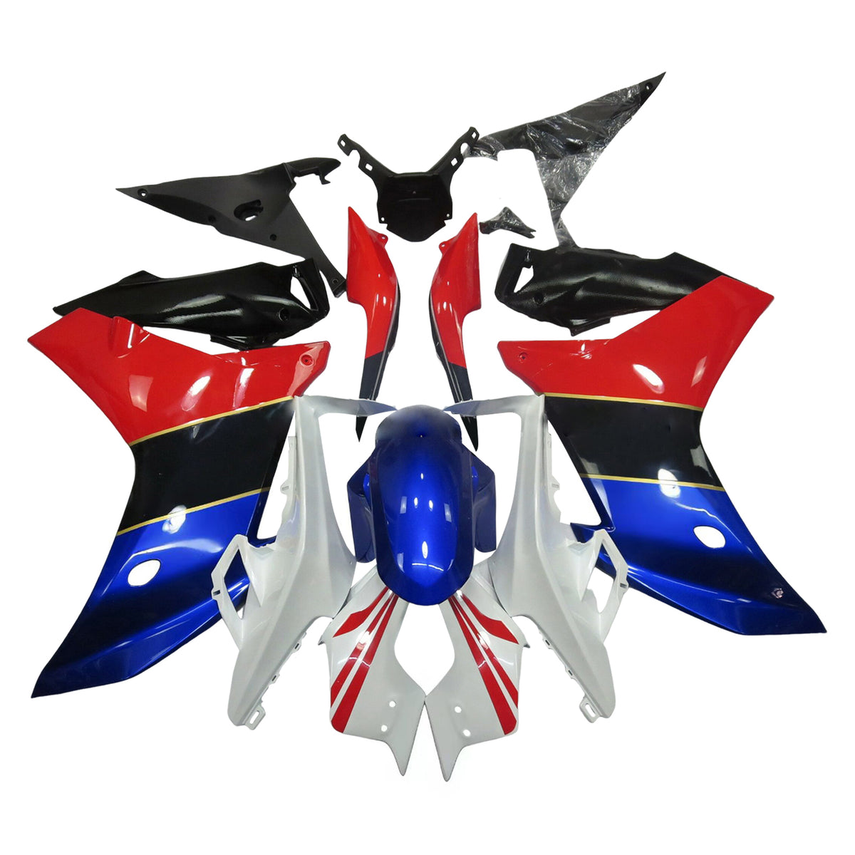Zestaw owiewek Amotopart 2011-2013 Honda CBR600F w kolorze białym, czerwonym i niebieskim