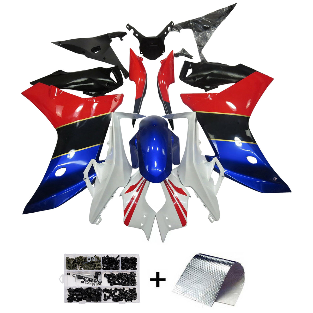 Zestaw owiewek Amotopart 2011-2013 Honda CBR600F w kolorze białym, czerwonym i niebieskim