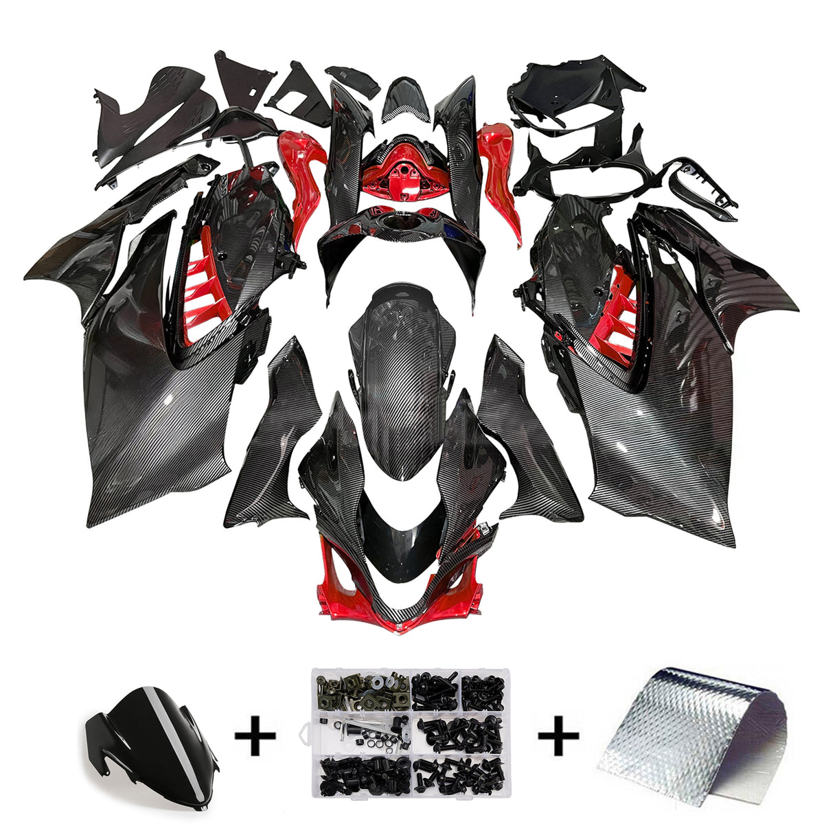 Amotopart 2021-2026 Kit carena modello Suzuki Hayabusa GSX1300R bianco nero rosso in fibra di carbonio