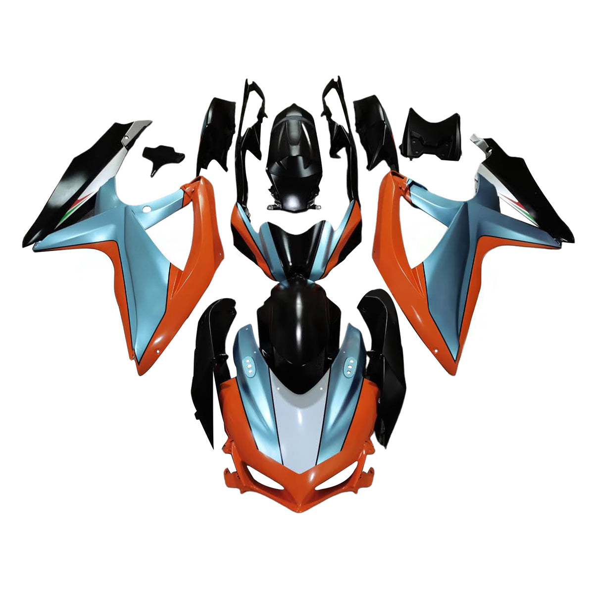 Amotopart 2008–2010 Suzuki GSX-R600 750 K8 Schwarz Blau Orange Weiß Verkleidungsset
