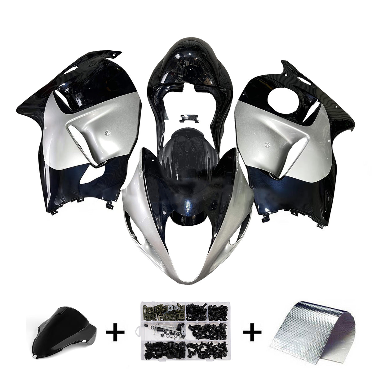 Amotopart 1999-2007 Suzuki Hayabusa GSX1300R Gray Black White Fairing Kit