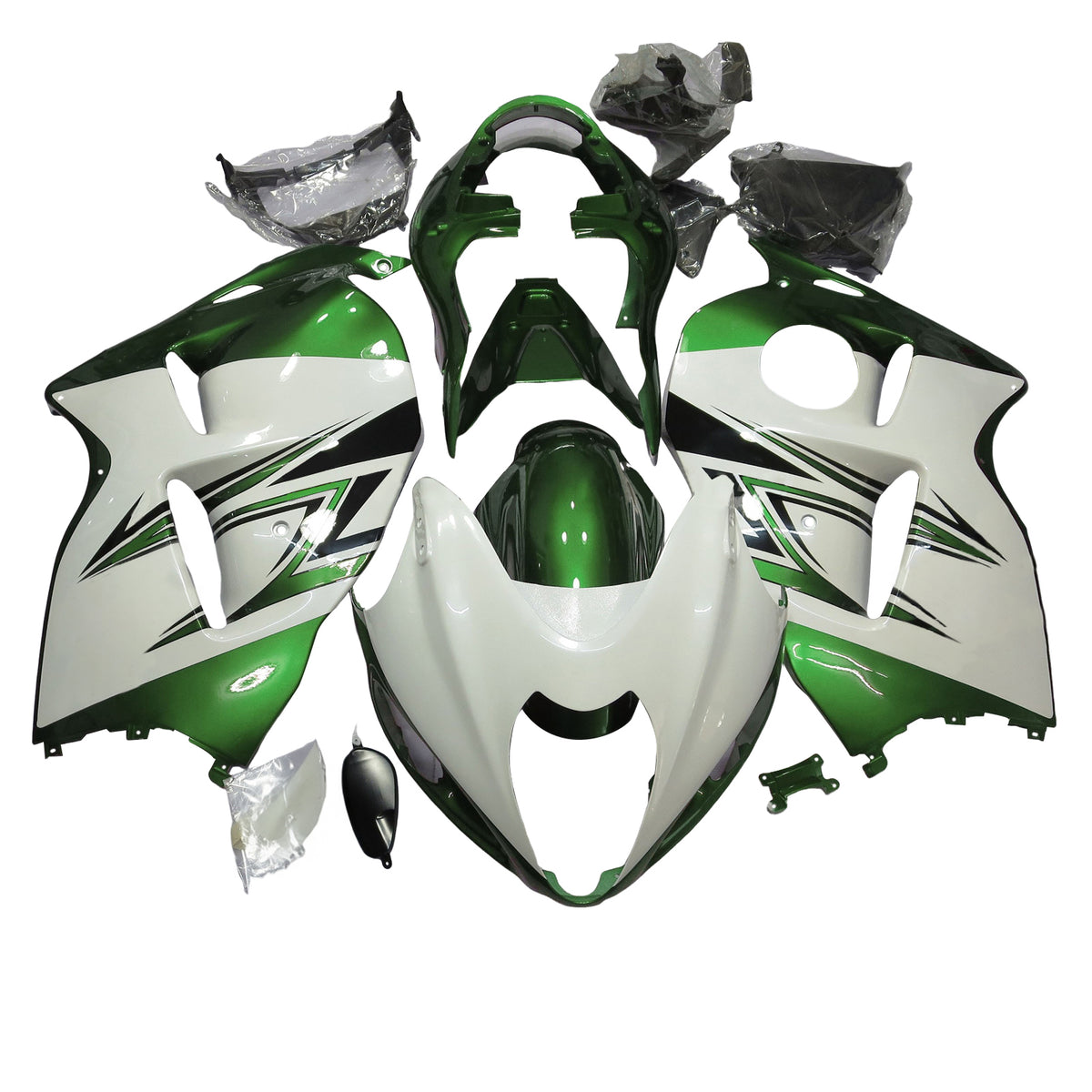 Amotopart 1999-2007 Suzuki Hayabusa GSX1300R Grå Hvid Grøn Sort Fairing Kit
