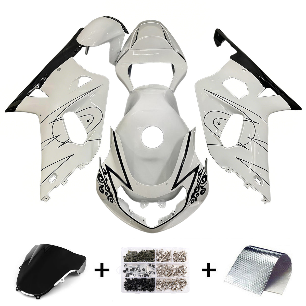 Amotopart 2001-2003 2000-2003 Suzuki GSX-R600 GSX-R750 K1 Bílá Šedá Černá Sada kapotáže