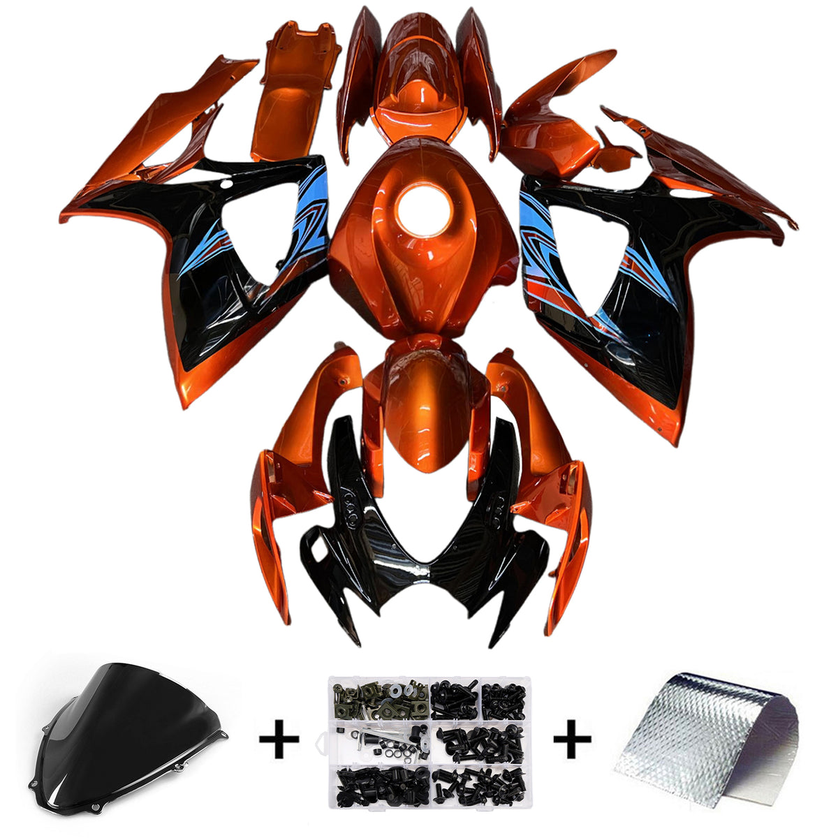 Amotopart 2006-2007 Suzuki GSX-R600 750 K6 Black White Red Orange Fairing Kit