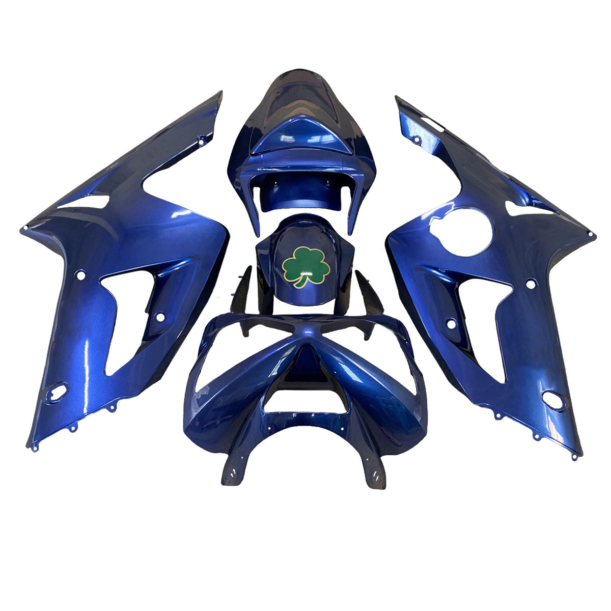 Amotopart 2003–2004 Kawasaki ZX-6R 636 Blau Schwarz Weiß Verkleidungsset