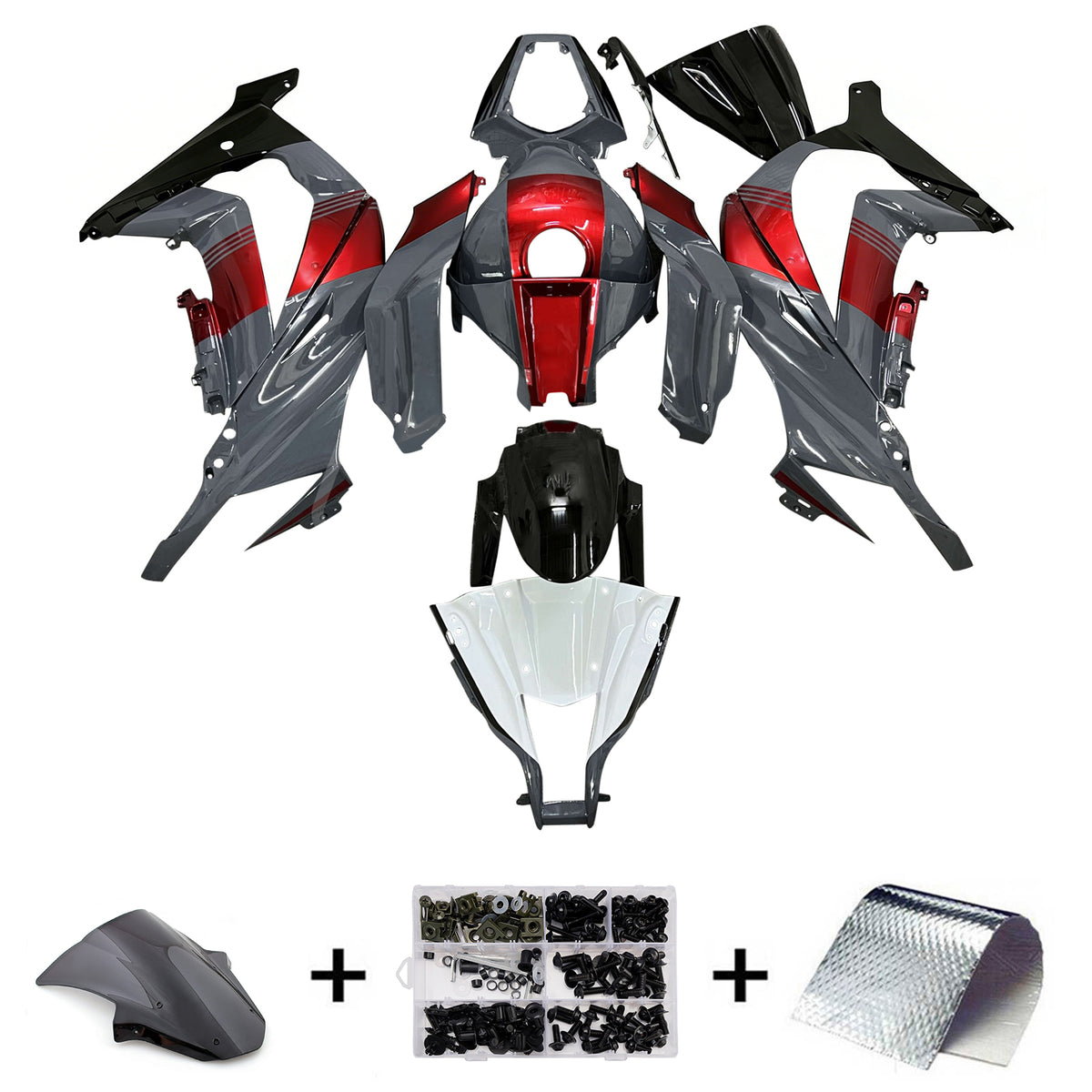 Amotopart 2011-2015 Kawasaki ZX-10R grijs zwart rood wit kuipset