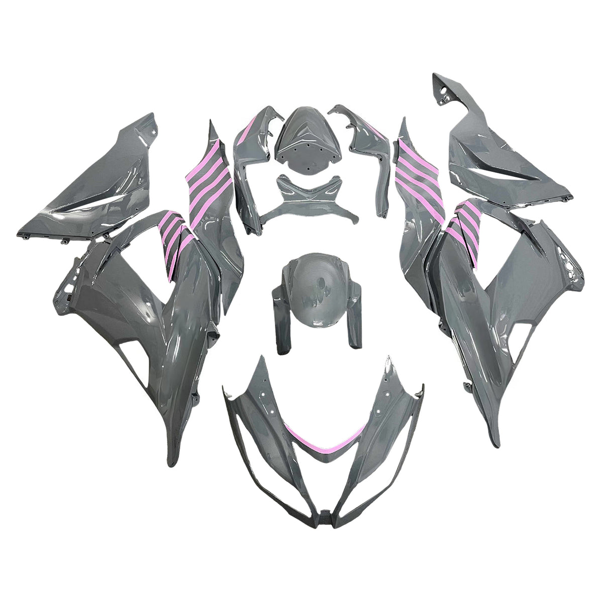 Amotopart 2013-2018 Kawasaki ZX-6R 636 Gray White Fairing Kit