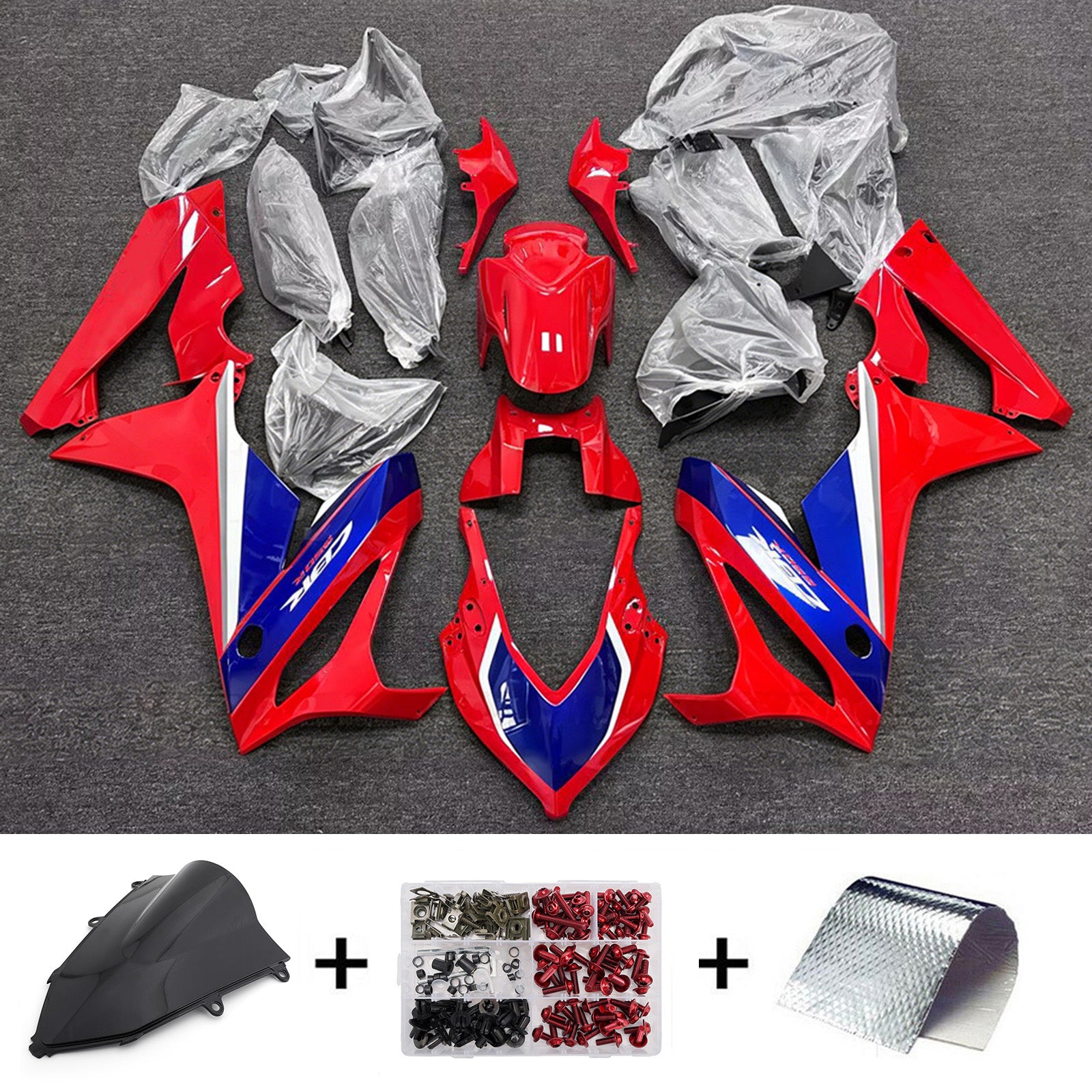 Amotopart 2019-2020 Honda CBR650R Red/Blue Fairing Kit