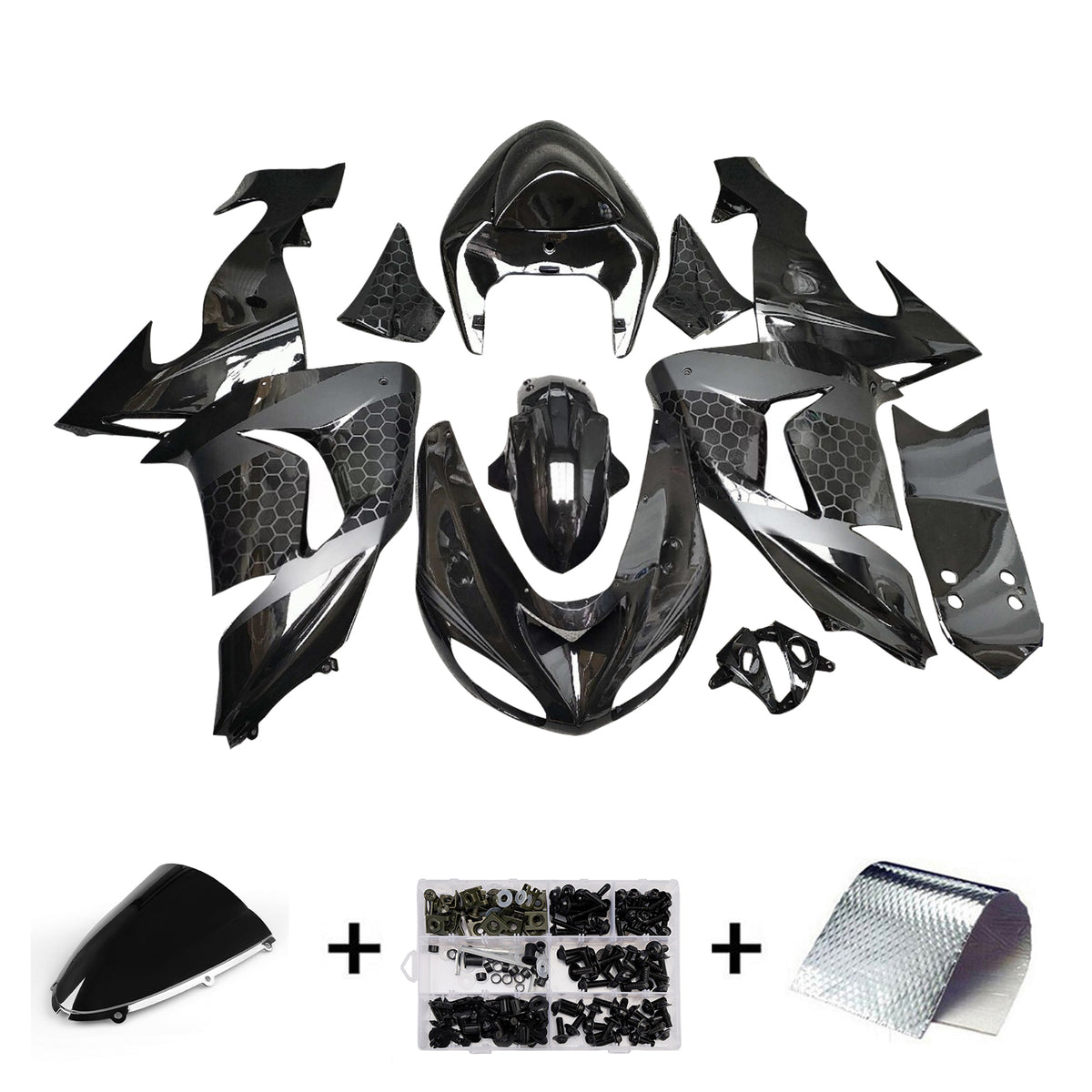 Amotopart 2006-2007 Kawasaki ZX-10R Kit de carenado blanco gris negro
