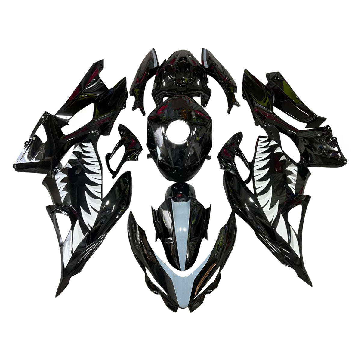 Amotopart 2018-2024 Kawasaki EX400 Ninja 400 Black White Fairing Kit