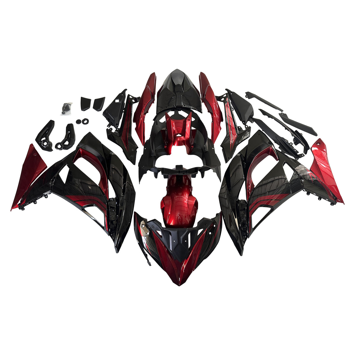 Amotopart 2017-2019 Kawasaki ER-6F Ninja 650R Black White Red Fairing Kit