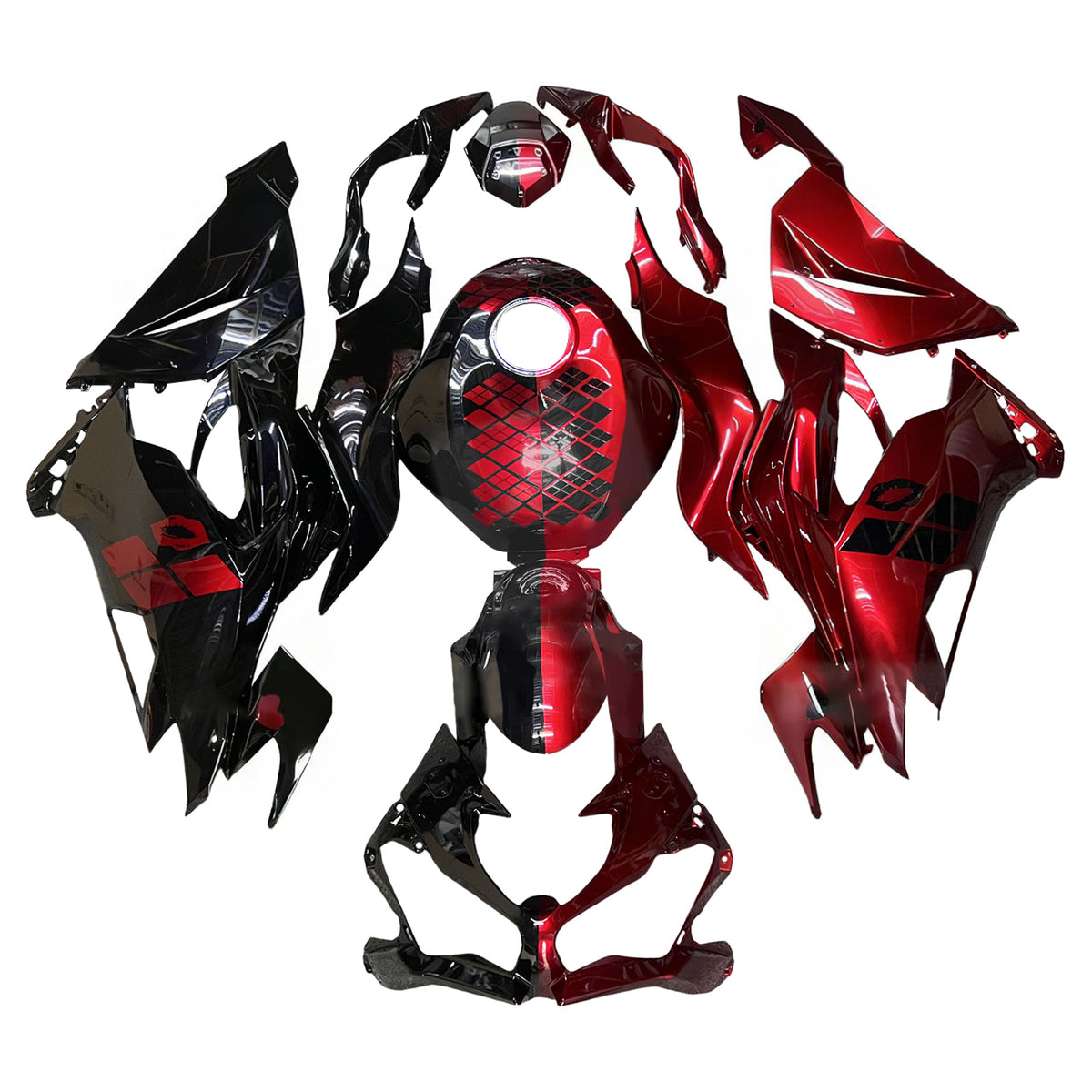 Amotopart 2019-2023 Kawasaki ZX-6R Black Red White Fairing Kit