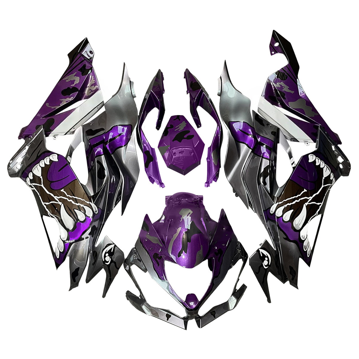 Amotopart 2019-2023 Kawasaki ZX-6R Kit de carénage violet noir blanc