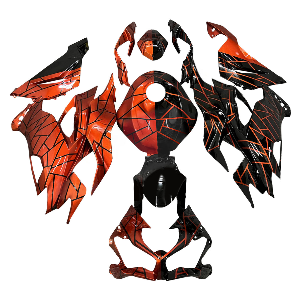 Kit de carenagem Amotopart 2019-2023 Kawasaki ZX-6R laranja preto