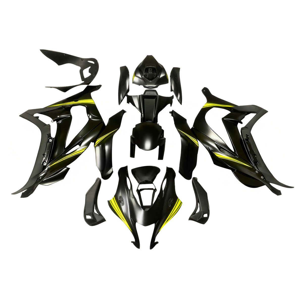Amotopart 2016-2020 Kawasaki ZX-10R Gray Yellow Black White Fairing Kit