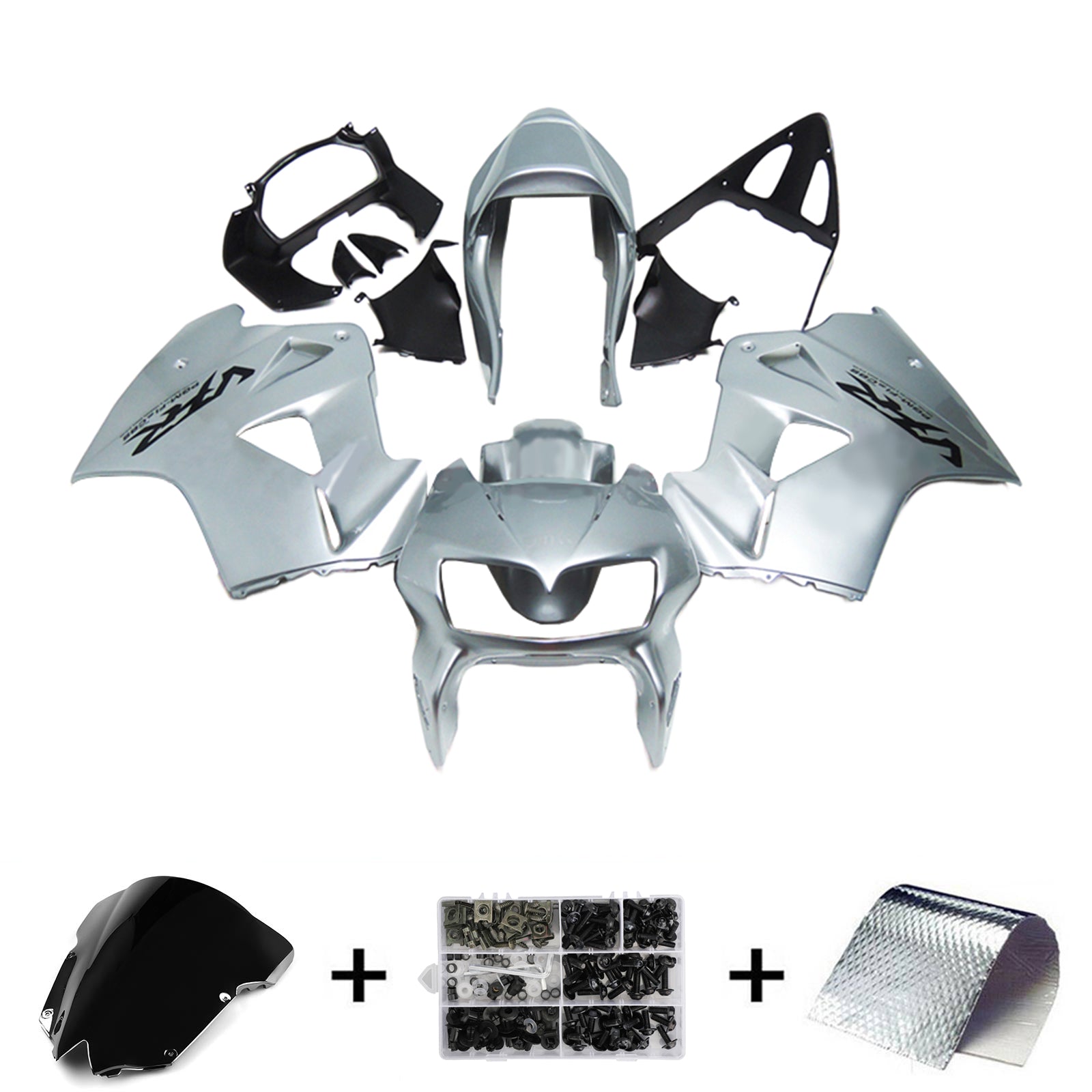 Amotopart 2002-2013 Honda VFR800 Silver & Gray Fairing Kit