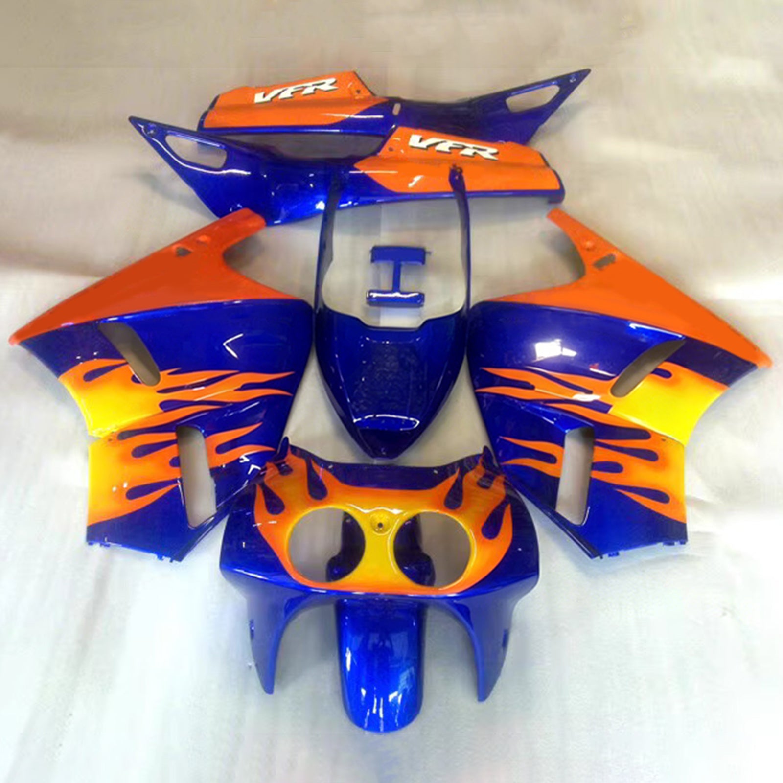 Amotopart 1988-1992 Honda VFR400R NC30 Blue/Orange Fairing Kit