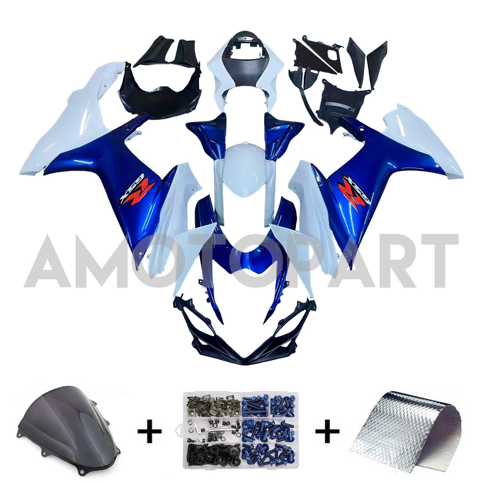 Amotopart 2011-2025 Suzuki GSXR 600/750 White Blue Fairing Kit