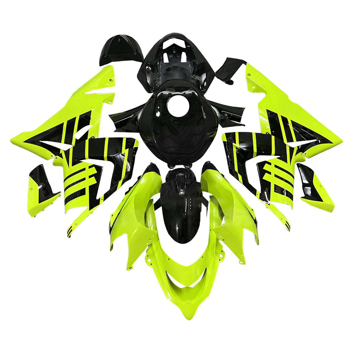 Kit carena Amotopart 2004-2005 Kawasaki ZX-10R nero giallo verde