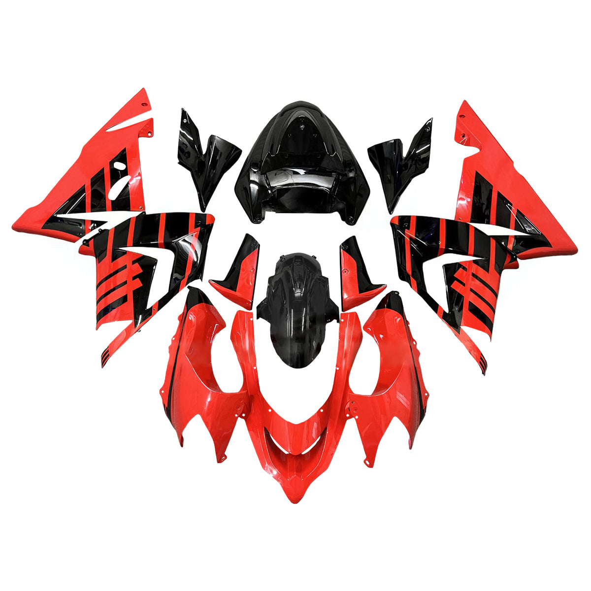 Amotopart 2004–2005 Kawasaki ZX-10R Weiß Schwarz Rot Verkleidungsset
