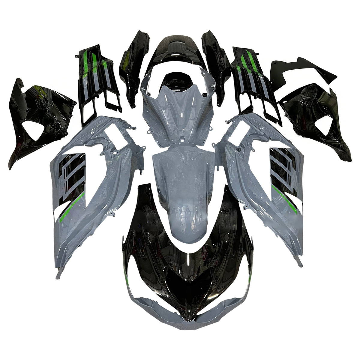 Amotopart 2012-2026 Kawasaki ZX-14R ZZR1400 Gray Black Fairing Kit