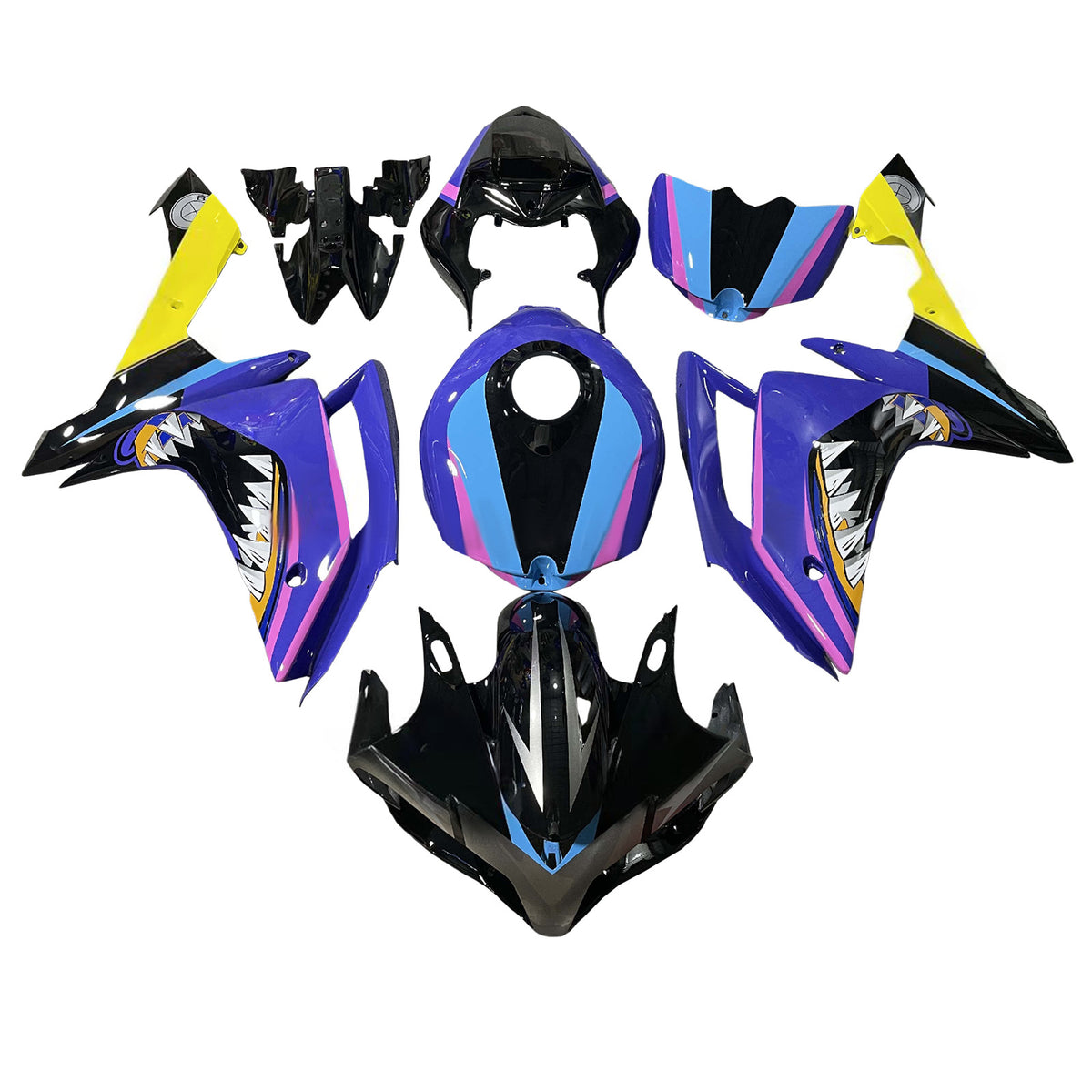 Amotopart 2007-2008 Yamaha YZF-R1 White Blue Black Fairing Kit
