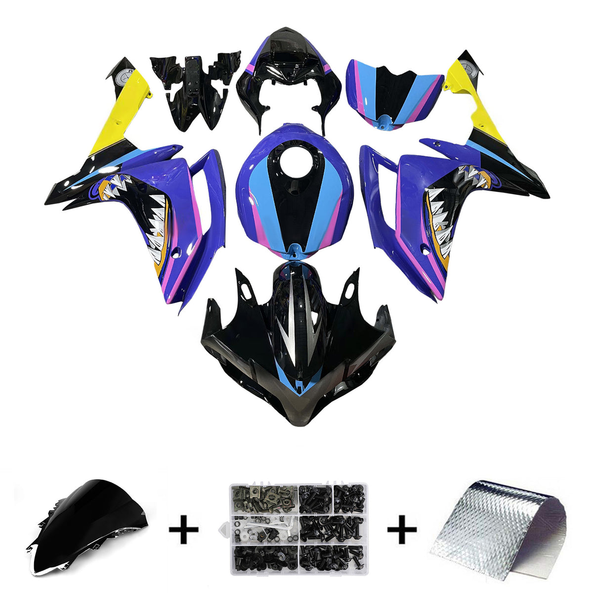 Amotopart 2007-2008 Yamaha YZF-R1 White Blue Black Fairing Kit