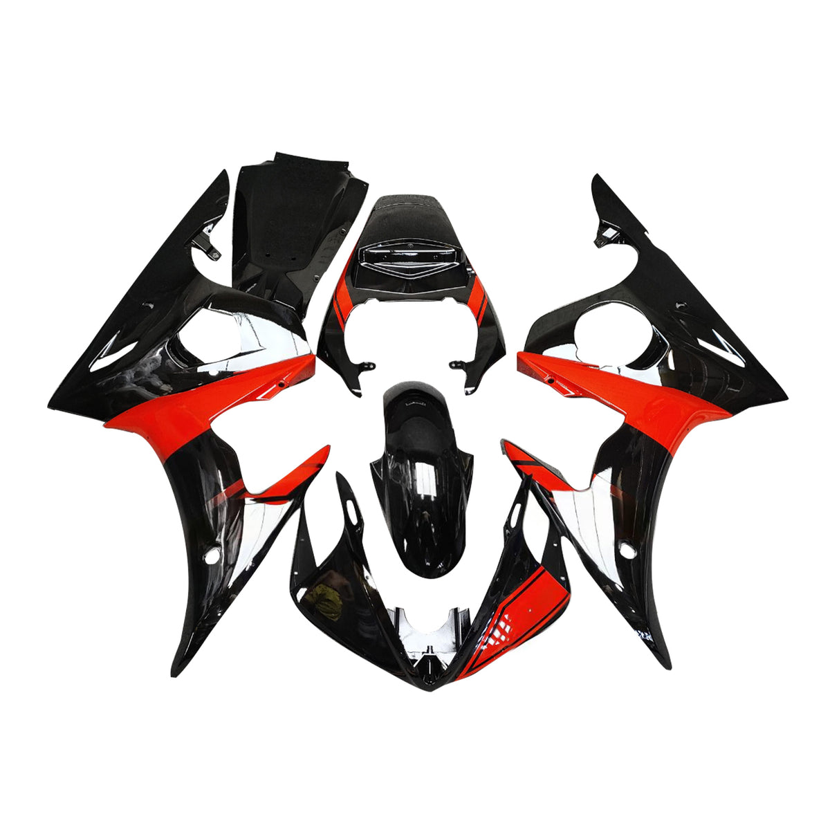Amotopart 2005 Yamaha YZF-R6 Black White Red Fairing Kit