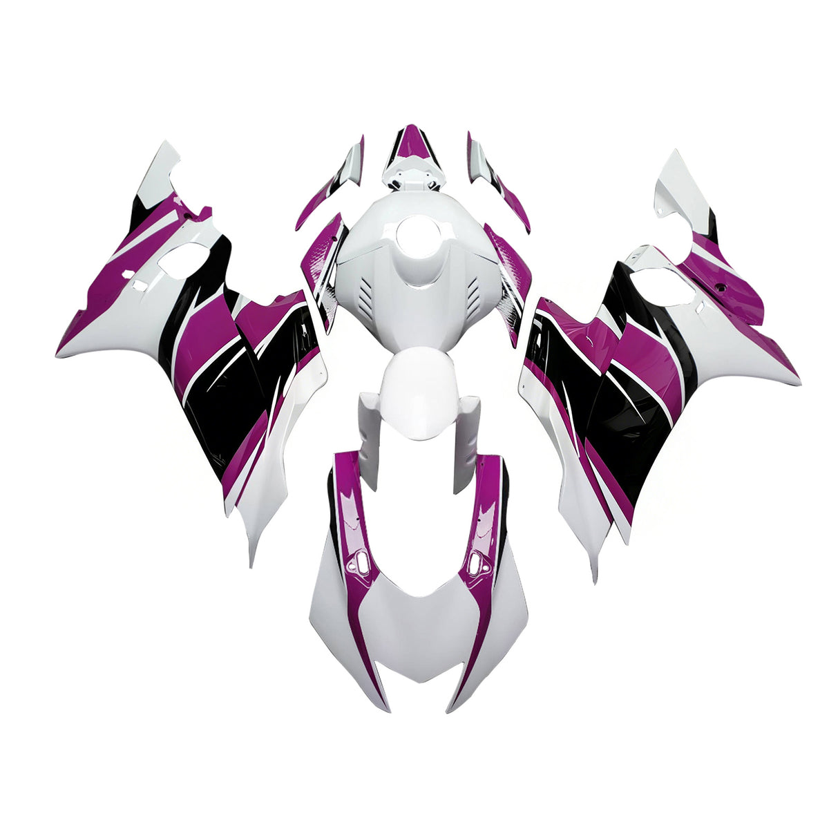 Amotopart 2017-2023 Yamaha YZF-R6 Black Purple White Pink Fairing Kit