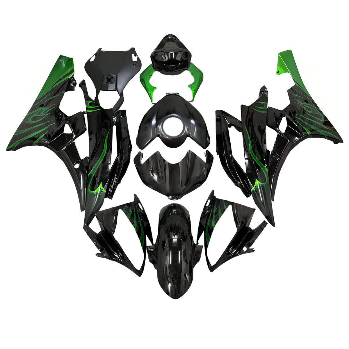 Amotopart 2006-2007 Yamaha YZF-R6 zwart wit groen kuipset