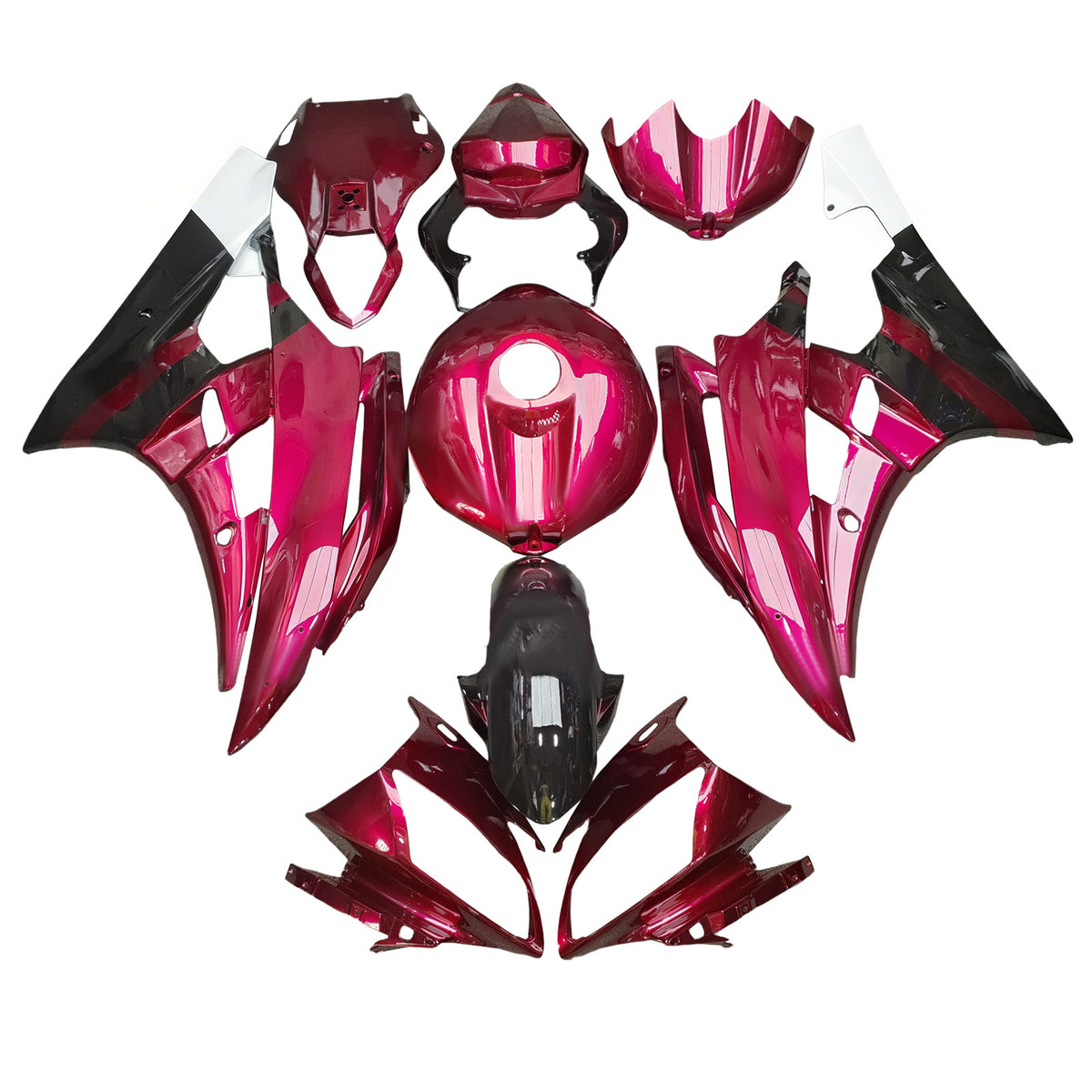Amotopart 2006-2007 Yamaha YZF-R6 Black Pink White Fairing Kit