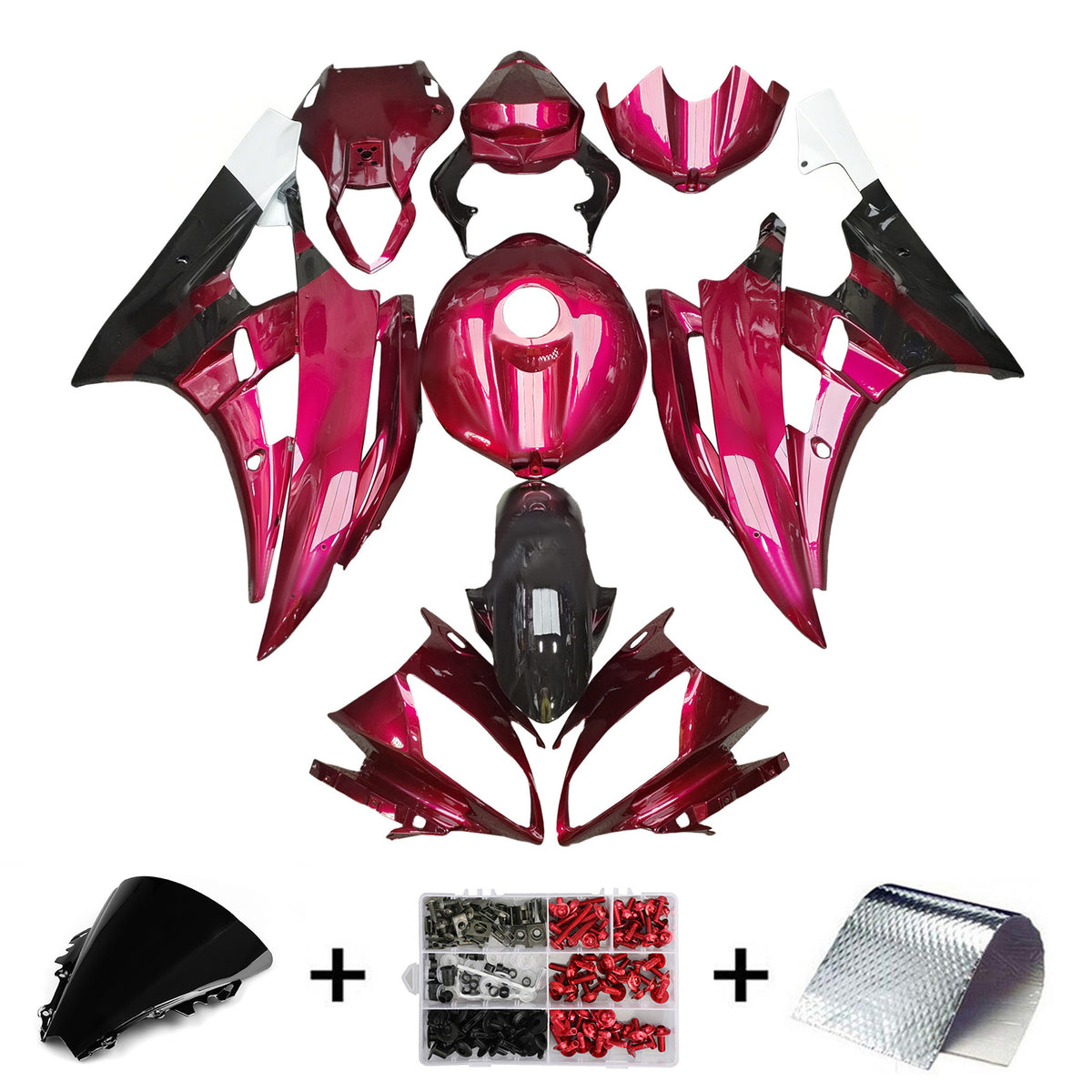 Amotopart 2006-2007 ヤマハ YZF-R6 ブラック ピンク ホワイト フェアリングキット
