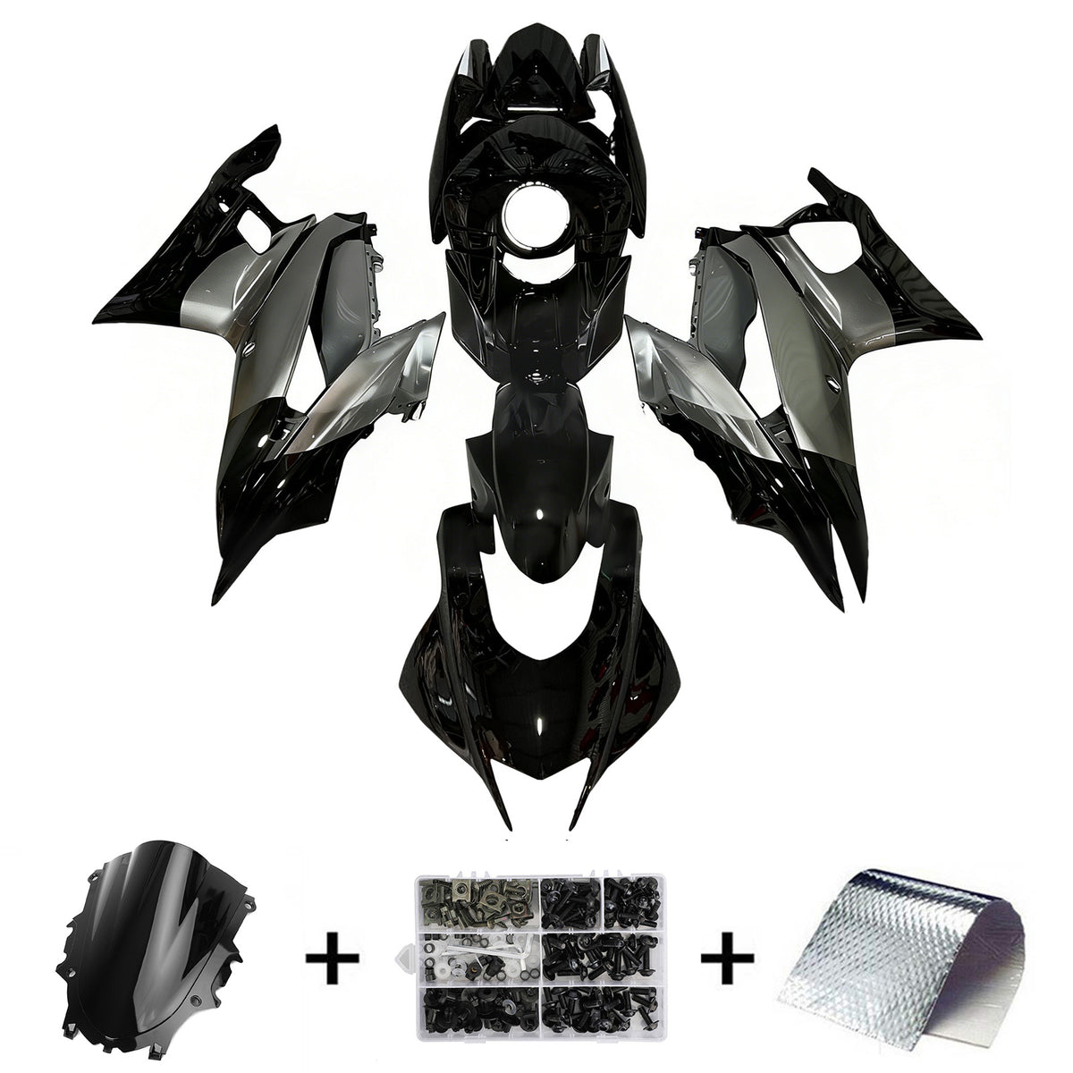 Amotopart 2019-2021 Yamaha YZF-R3 R25 Grå Hvid Sort Fairing Kit