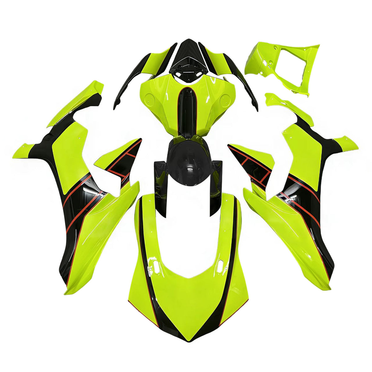 Amotopart 2015-2019 Yamaha YZF-R1 Sort Gul Hvid Fairing Kit