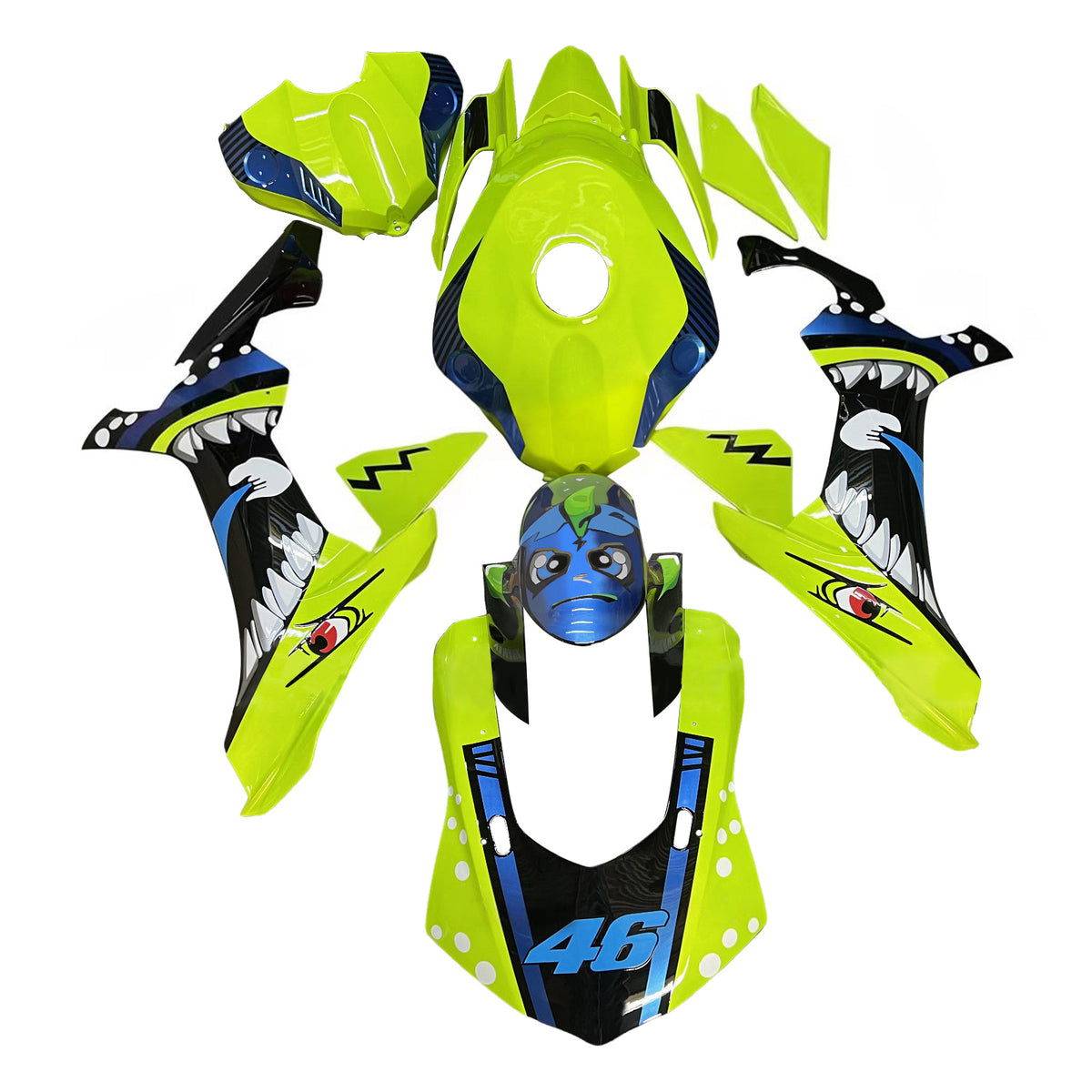 Amotopart 2015-2019 Yamaha YZF-R1 Grå Svart Vit Gul Fairing Kit