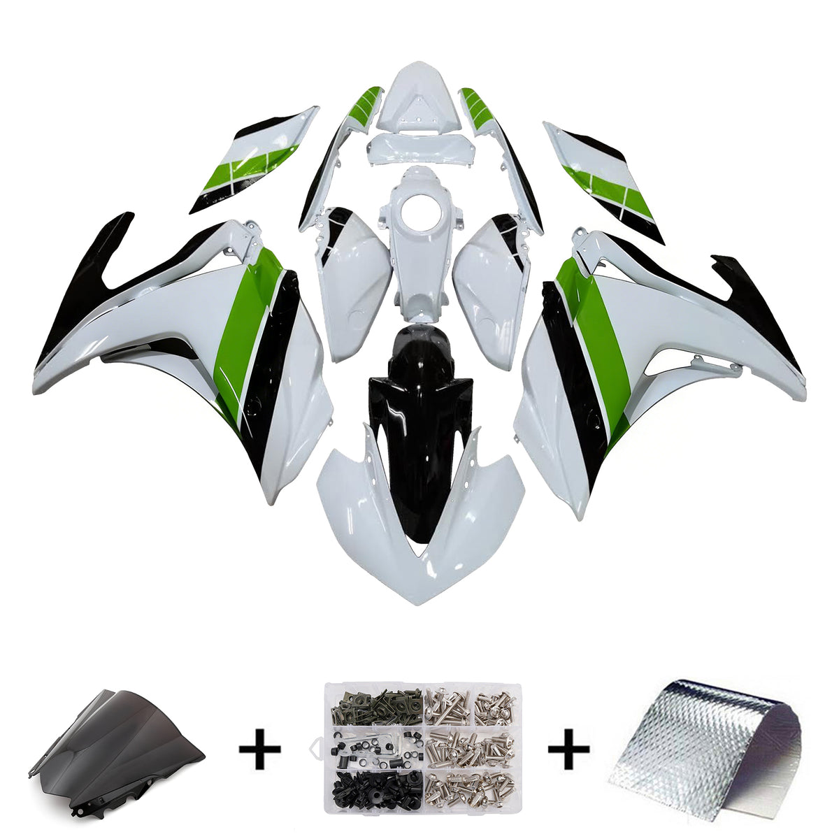 Amotopart 2014-2018 2015-2017 Yamaha YZF-R3 R25 Black Green White Fairing Kit