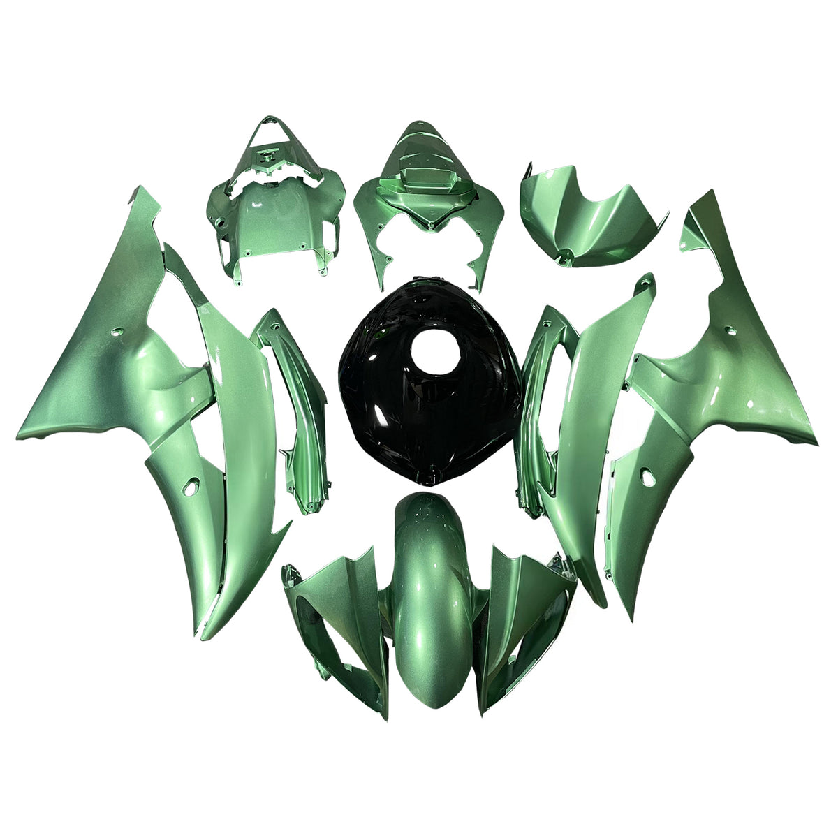 Amotopart 2008-2016 Yamaha YZF-R6 Black White Green Fairing Kit