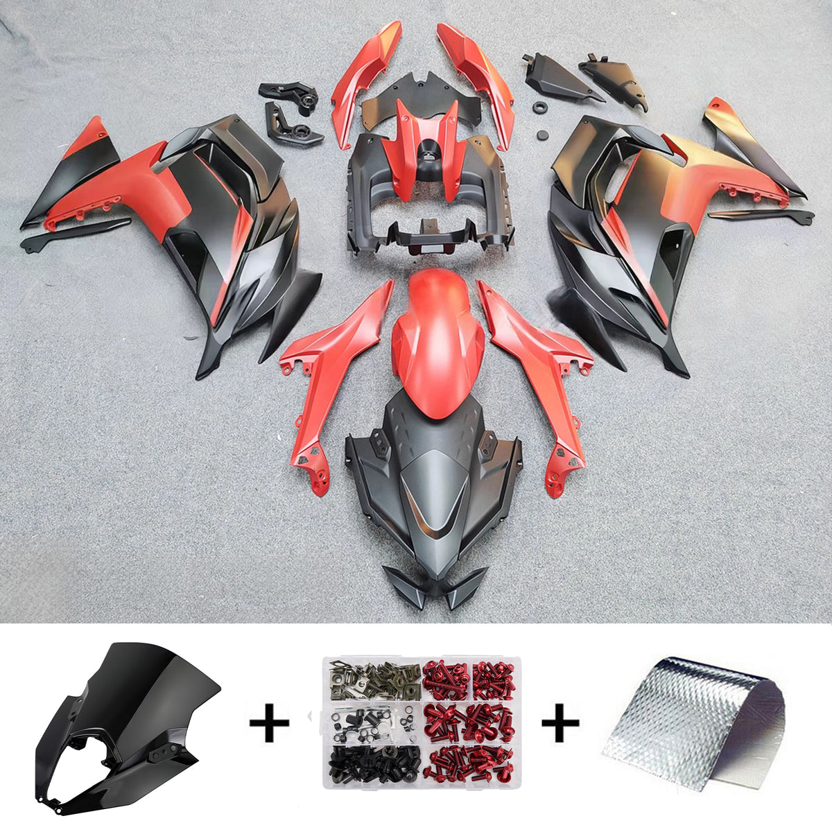 Amotopart 2020–2026 Kawasaki ER-6F Ninja 650 Weiß Grau Schwarz Verkleidungsset
