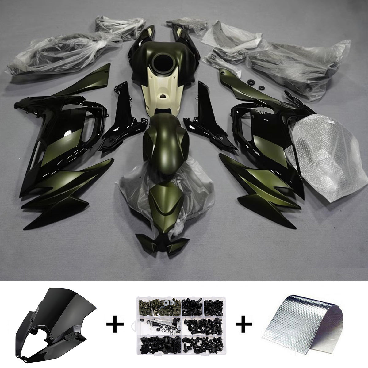 Amotopart 2020-2026 Kawasaki ER-6F Ninja 650 White Black Gray Fairing Kit