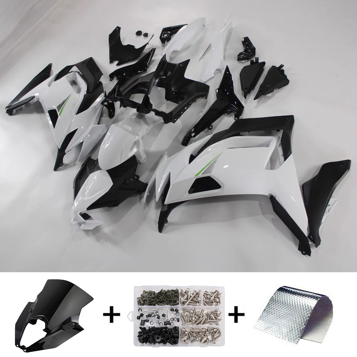 Amotopart 2020-2026 Kit carena Kawasaki ER-6F Ninja 650 grigio nero oro
