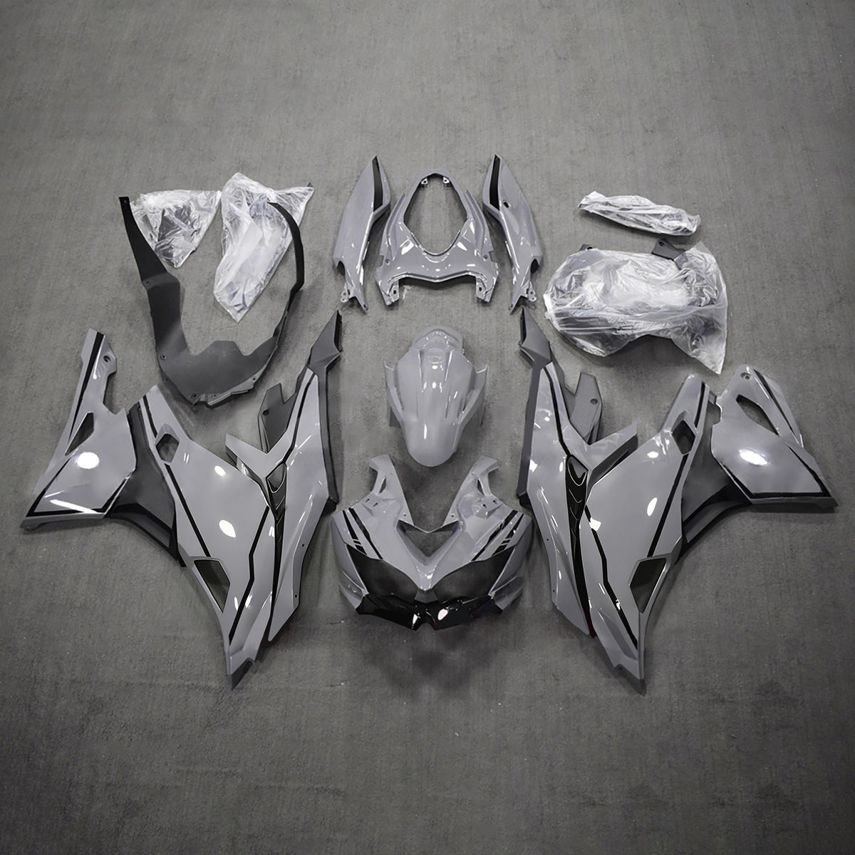 Amotopart 2019-2026 Kawasaki Ninja ZX-25R ZX-4R ZX-4RR Black Gray Fairing Kit